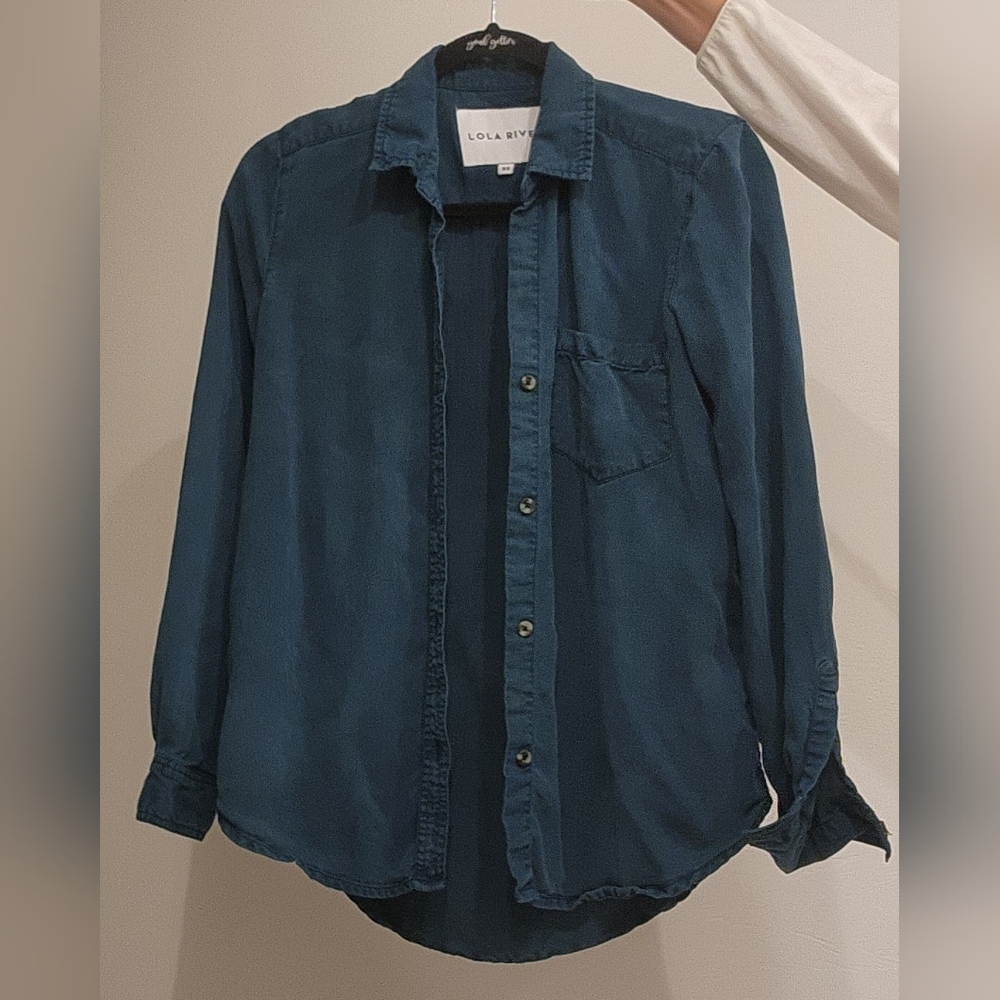 Lola River Button Down Shirt | Teal | Lightweight | XS - Picture 7 of 9